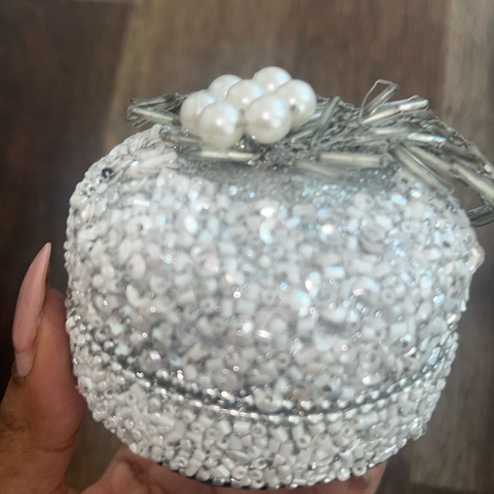 Vintage pearl crystal jewelry box case